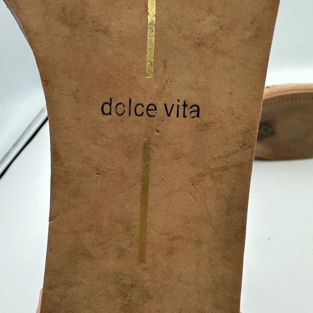 Dolce Vita Wedge Sandals 10 Tan Suede Lace Up Gladiator Cork Boho Summer Chic